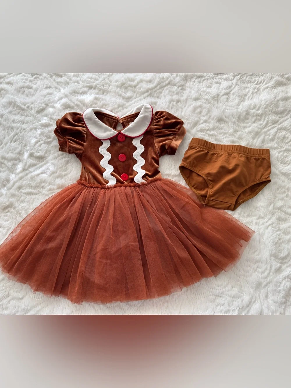 Taylor Joelle Velvet Gingerbread Dress with bloomers size 18-24 months